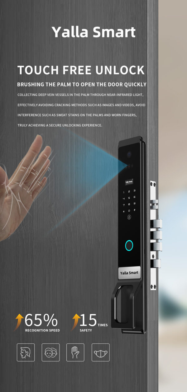 Smart Lock Alexa & All in One Palm Vein Face Recognition Camera Video Intercom - Brand Yalla Smart - Image 5